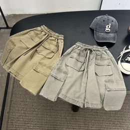 Trousers Boys Summer American Style Personality Loose Cargo Pants 2024 Children Clothing Pocket Handsome All Match