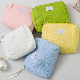 Storage Bags 2Pcs Makeup Bag Portable Cotton Cosmetic With Zipper Closure Women Travel Toiletry Washing Pouch Plush Pen