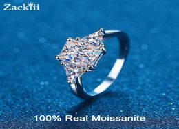 Radiant Cut 3 Stone Ring 3 Carat Certified Diamond Wedding Band Solid Silver Luxury Women Engagement Ring 2208138728997