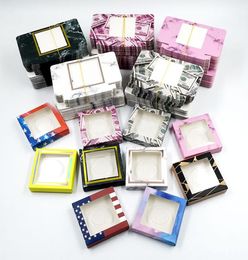 100pcs a lot false eyelash packaging Square paper box many styles and Colours for option lash cases 25 mm mink eyelashe with tray p3798924