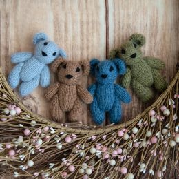 Photography Newborn Teddy Bear Toy Knit Mohair Animal Stuffer Photography Props Crochet Baby Photo shoot