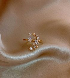2020 Korea New Design Fashion Jewellery Exquisite Copper Inlaid Zircon Star Moon Opening Adjustable Female Index Finger Ring Q07088768744