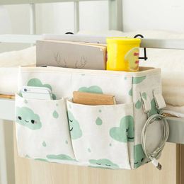 Storage Bags 1Pc Bedside Hanging Organizer Bag Multifunction Sundries Book Pouch (Green) (Random Style)