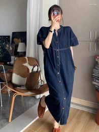 Party Dresses Retro Blue Denim Dress For Women'S Summer Casual Washed Pear Shaped Figure Slimming And Loose Fitting Long Skirt