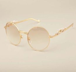 2019 new gold code leopard set diamond sunglasses 6384083 high quality sunglasses retro round full frame size 55 22135mm1020229