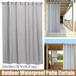 Curtain Linen Blackout Curtains Grommet Top Waterproof Window Treatment Thermal Insulate For Home Porch Beach Patio Gazebo