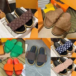Designer Sliders Slippers Women Men Pool Pillow Slides Fashion Classic Prints Flat Mules Summer Sandals beach orange sandals