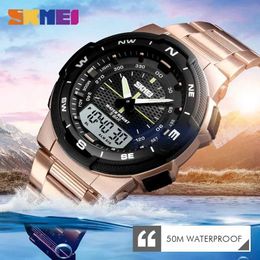 Wristwatches SKMEI 1370 Luxury All Steel Business Waterproof Relogio Mens Fashion Sports Quartz Watch Q240426