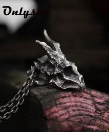 Charms Pendent Dragon Skull Pendant Necklace Mens Fashion Biker Rock Punk Jewellery Antique Retro Chain Gift OSDZ107 2208136609993