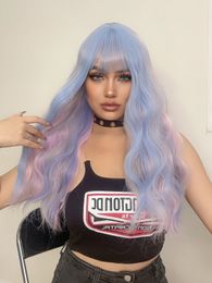 Female fake hair influencer big wave long curly hair mixed Colour fashion Halloween show wig headgear