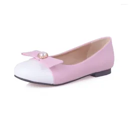 Casual Shoes Zapatos De Mujer Elegant Fashion Flats Women Sweet Colour Block Round Toe Ladies Biggest Size 32-54 M-12