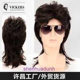 Mens Rock and Roll Chemical Fiber Wig COS Party Daily Fake Headwear