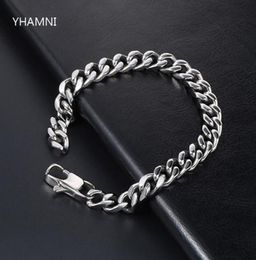 8mm Men039s Bracelets Stainless Steel Curb Cuban Link Chain Silver Color White Gold Bracelet Men Women Jewelry Gift 1721cm HB33645892