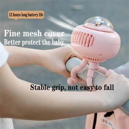 3600mAh Portable Baby Stroller Fan Clip Tripod Shake Head Flexible Handheld Bladeless USB Charge Travel Outdoor Baby Cooling Fan 240417