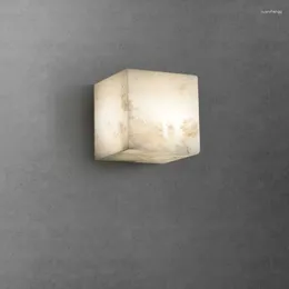 Wall Lamps Modern Spanish Marble Brass Living Room Lamp Nordic Designer Square Led Aisle Staircase Bedroom Bedside Lights