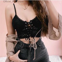 Women's Tanks Camis Y2K Crop Top Lace Sexy Club Tube Top Wrapped Vests Underwear For Women 2023 Summer Push Up Bra Tank Top Slim Bralette Tees d240427