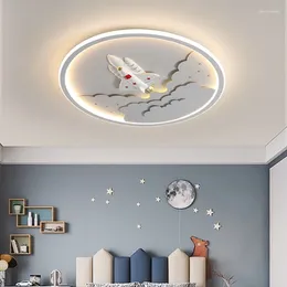 Ceiling Lights Nursery White Decor Aeroplane Light For Children Bedroom Study Baby Kids Chandelier Cartoon Cloud Rocket Led Lamp