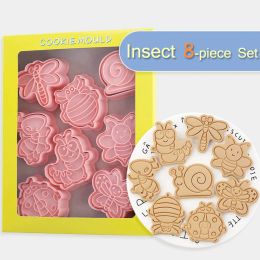 Moulds 8Pcs Insects Animals Series Cookie Mold Set Snails Bees Butterflies Ants Dragonflies Pattern Biscuit Mold Home DIY Baking Tools