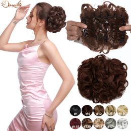 Chignon Chignon Chignon Snoilite Synthetic Hair Bun Brown Blonde Curly Chignon Messy Bun Comb Clip In Hair Updo Chignon Hairpieces For W