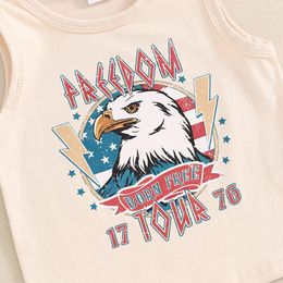 Clothing Sets 4th Of July Baby Boy Outfit Sleeveless Freedom Eagle Hawk USA Tank Top Star Checkerboard Shorts Summer Clothes
