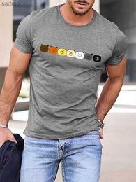 Men's T-Shirts 2023 Summer Mens Printed Casual Crew Neck Short Sleeve T-Shirt Mens Rainbow Bears Print Grey T-Shirt 3D Printed T ShirtXW