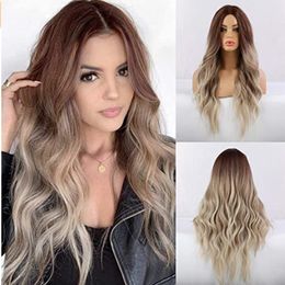 Brazilian Long Loose Wave Curly Full Lace Front Wigs Synthetic Hair Wig Heat Resistant Wig For Women