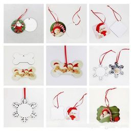 DHL Sublimation Christmas Ornaments MDF Blank Round Square Snow Shape Decorations Transfer Printing Blank Coaster 21 styles4117834