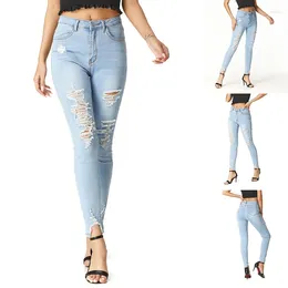 Women's Jeans Stretch Small Straight Leg Pants Feet High Waist Slim Trousers 2024 Fall Middle-aged Mother