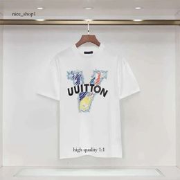 Louiseviution Shirt Designer Mens T Shirt Womens Designer Clothing Loose High Quality Versatile Trendy T-Shirt M-3Xl 824 Shirt 5434 370