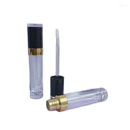 Storage Bottles 50pcs Lip Gloss Tube Black White Lid Gold Line 8.5ML Clear Plastic Cosmetic Packing Bottle Empty Round Lipgloss Container