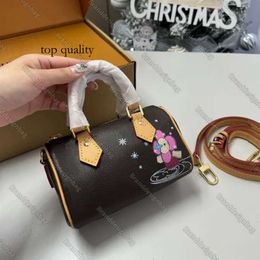 Top Designer Mini Nano Shoulder Bag Women Leather Denim Crossbody Luxury Brand Embossed Tote Purse Brown Flower Handbag 8438