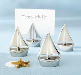 12pcslotNautical Wedding Favours Sailboat Place Card Holders with organza bag packing Wedding Favors7581878