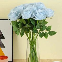 Decorative Flowers 10pcs Roses Artificial Faux Rose Flower Long Stems Fake FlowerBouquet For Arrangement Wedding Centrepiece