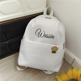 Backpack Embroidered Solid Colour Korean Version Fresh College Style With Personalised Custom For Daily Leisure Travel Small Bag