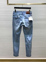 Men's Jeans 2024 New Mens Elastic Fashion Underwear Size 29-38 Straight Billionaire Pants Customised Leather Label Old Money Q240427