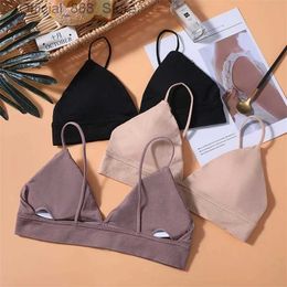 Women's Tanks Camis Sexy V-Neck Soft Bra for Women S-L Removable Breathable Thin Bras Unlined Brassiere Soft Lingerie Underwear for Ladies Tanks d240427