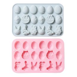 Moulds Cute Bunny Chocolate Candy Mould Easter Silicone Mould Easter Rabbit Fondant Baking Mould for Soap Cookie Clay Muffin Cake Decor