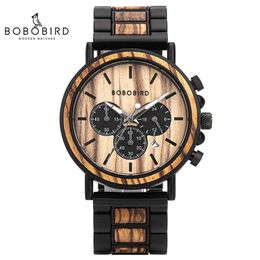 Wristwatches BOBO Bird Wood Mens erkek kol saati Luxury Fashion Timing Code Watch Military Quartz Customised Gift Q240426