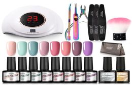 Nail Art Kits Gel Polish Kit Professional Set Acrylic With 36W LED UV Lamp For Manicure Tools And Supplies Base Top Suits7401287