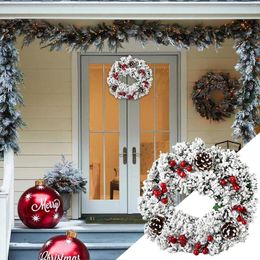 Decorative Flowers Christmas Wreath Berry Handmade Floral Front Door Rustic Flocked For Car Large