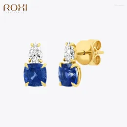 Stud Earrings ROXI Korean Blue Zircons Earring For Women Girls 925 Sterling Silver Crystal Piercing Jewellery Pendientes Plata