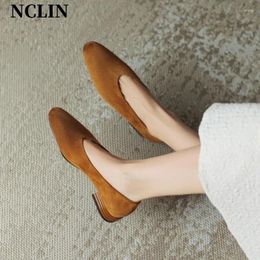 Casual Shoes Spring/Summer Women Chunky Heel Round Toe Kid Suede High Loafers For Zapatos De Mujer