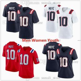 2024 Draft Pick NO.3 Football 10 Drake Maye Jerseys Embroidery Stitched Men Women Youth Fast Send