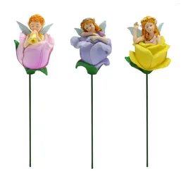 Garden Decorations 3Pcs Miniature Resin Statue Figurine Stakes Decorative Angel Sculpture For Holiday Entryway Christmas Birthday Hallway