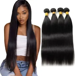 Wigs 12A Brazilian Straight Human Hair Bundles Deal 100% Unprocessed Virgin Human Hair Extensions Natural Colour 1/3/4 Bundles on Sale