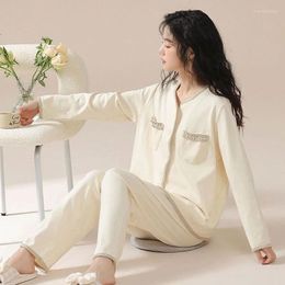 Women's Sleepwear High-end Pajamas For Women Spring Autumn Suit Female Pijama Cotton Long Sleeved Home Outfit Nightwear Set