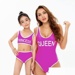 Swim Wear Luxury Designer Bikini European And American Swimsuit Womens One Piece Triangle Solid Color Parent-Child Girl Drop Delivery Dhwo8