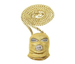 Hip Hop CSGO Pendant Necklace Mens Punk Style 18K Alloy Gold Silver Plated Mask Head Charm Pendant High Quality Cuban Chain264A6516172