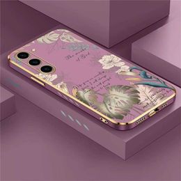 Cell Phone Cases Samsung Galaxy S23 Ultra S22 S21 Plus S20 fe S10 Soft Square Silicone Flower Cover Funda J240426