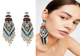 New fashion luxury designer exaggerated beautiful bohemia colorful beaded long tassel stud earrings for women girls5297065